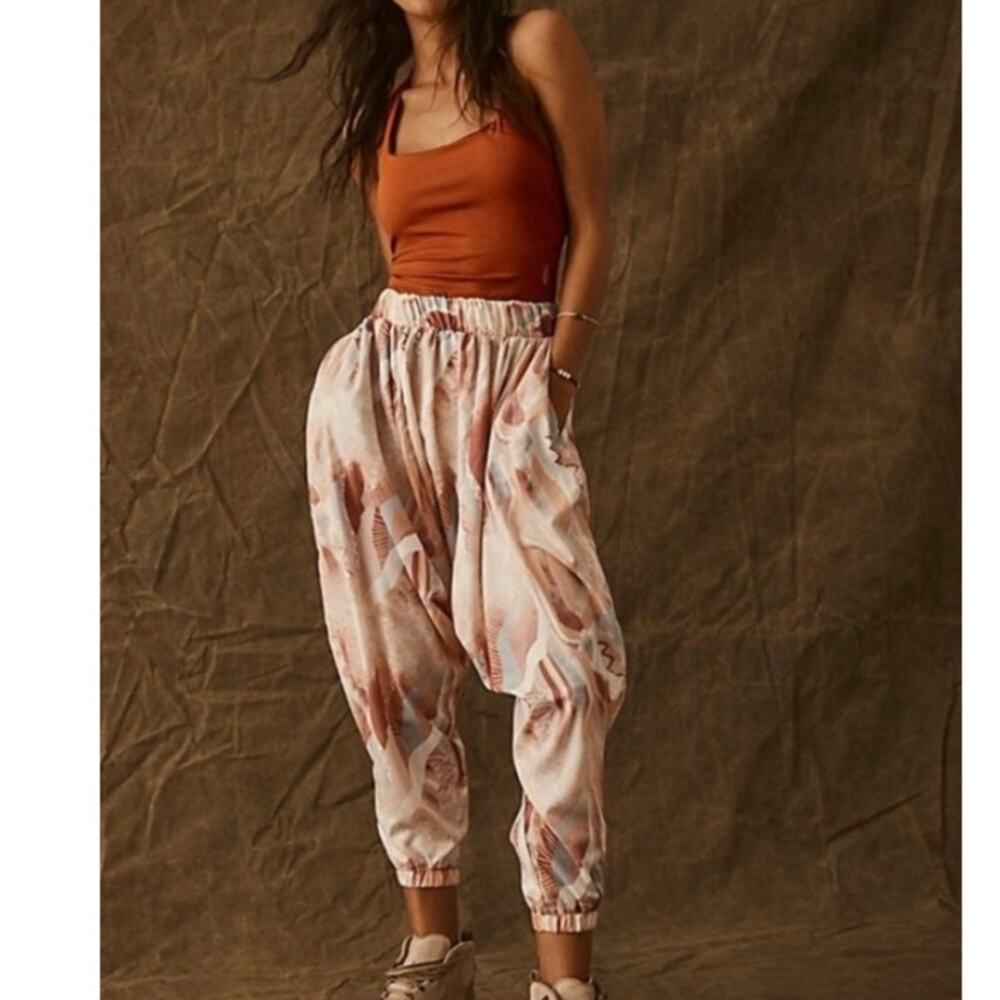 Free People Movement NWOT All Strapped Printed One Piece Harem Jumpsuit XS